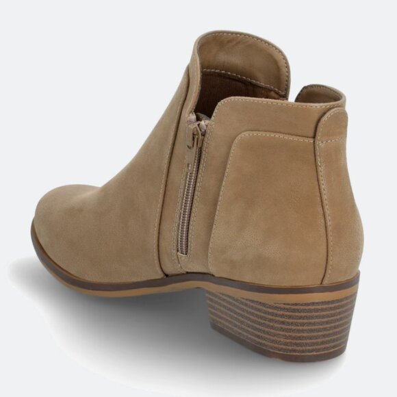 MIA Kendis Faux Leather Side Zip Low Heeled Ankle Bootie, Size 9M, Taupe - Picture 4 of 15